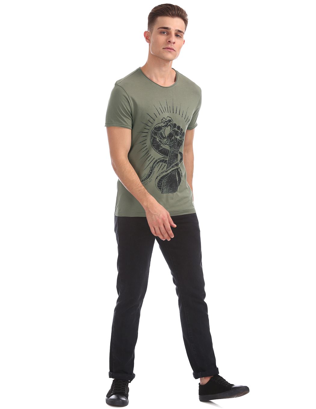 Ed Hardy Men Casual Wear Graphic Print T Shirt Knockout Green